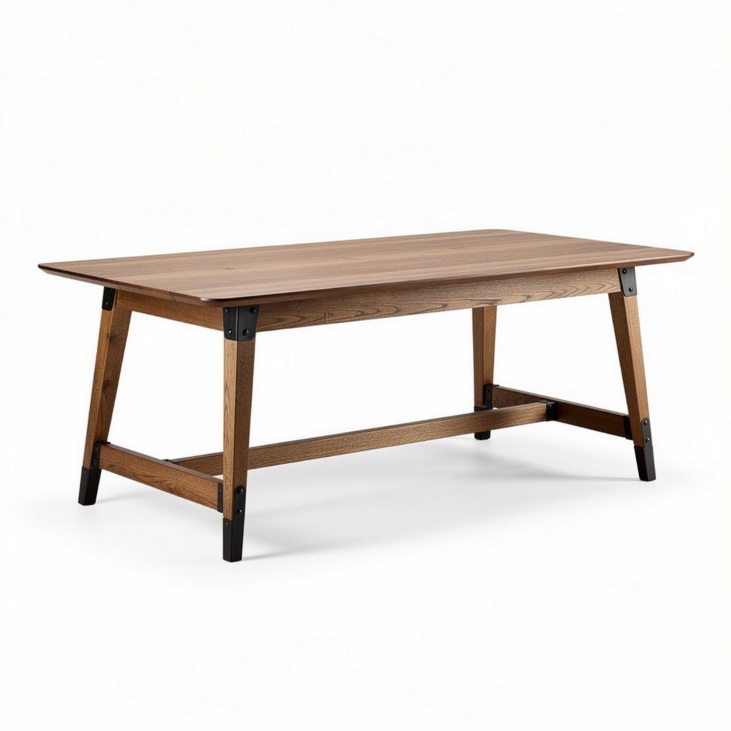 Wooden dining table with metal legs 150 x 80 x 75cm for kitchen or dining room