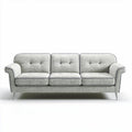 Fabric upholstered three-seater sofa with tufted back and silver legs 200 x 90 x 80cm
