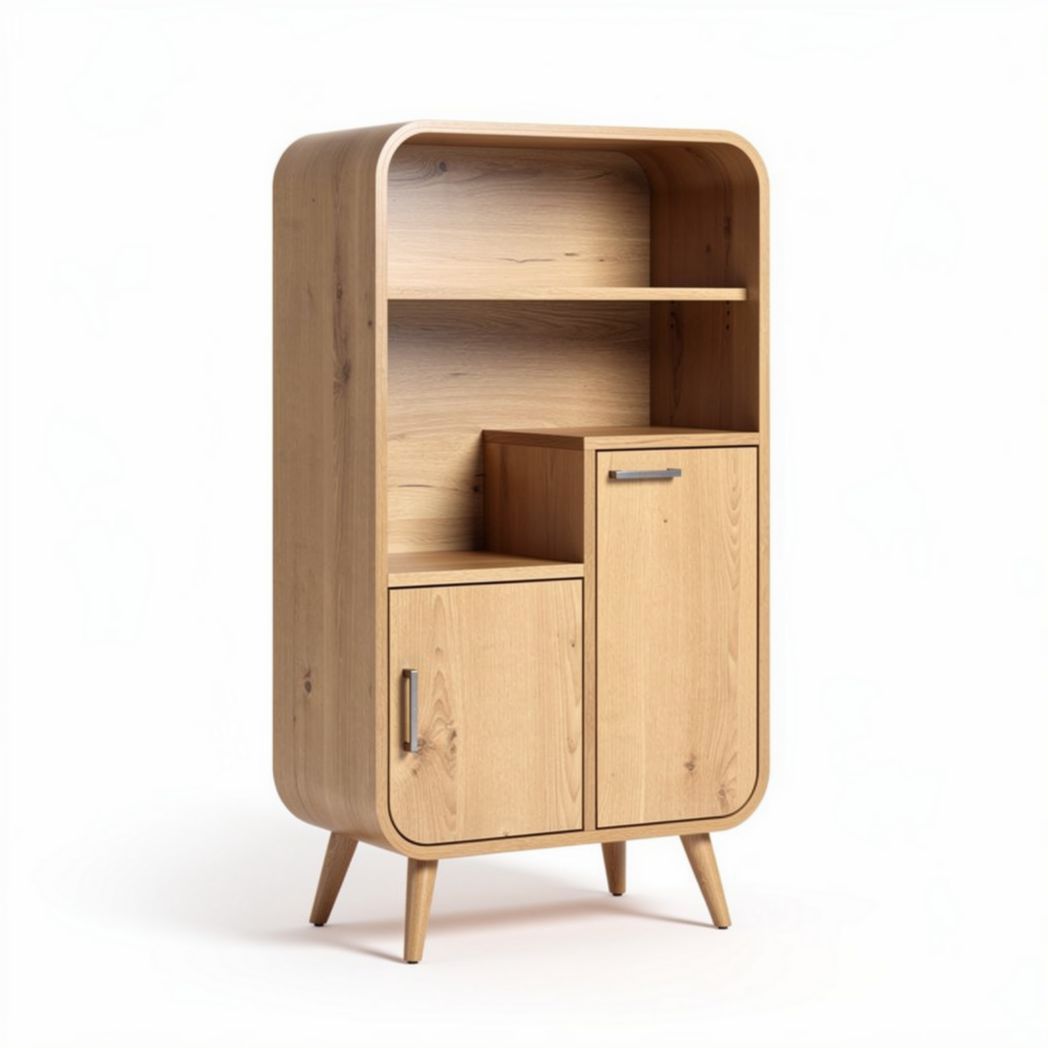 Wooden bookshelf storage unit with cabinet and open shelves 90 x 40 x 150cm