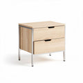 Wooden nightstand with metal legs and two drawers 45 x 40 x 50cm