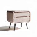 Wooden nightstand with two drawers and tapered legs in natural finish 50 x 40 x 45cm
