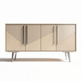 Modern wooden sideboard cabinet with geometric design and silver handles 150 x 40 x 70cm