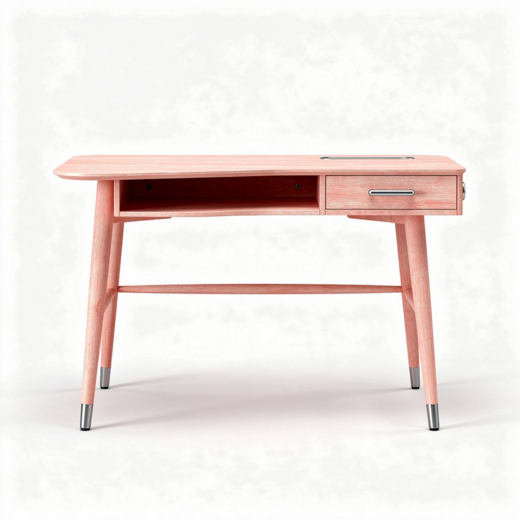 Wooden writing desk with drawer in pink 120 x 60 x 75cm for home office use