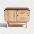 Wooden nightstand with two drawers and one cabinet in natural finish 60 x 40 x 45cm