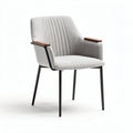 Fabric upholstered dining chair with wooden armrests and metal legs 55 x 55 x 85cm