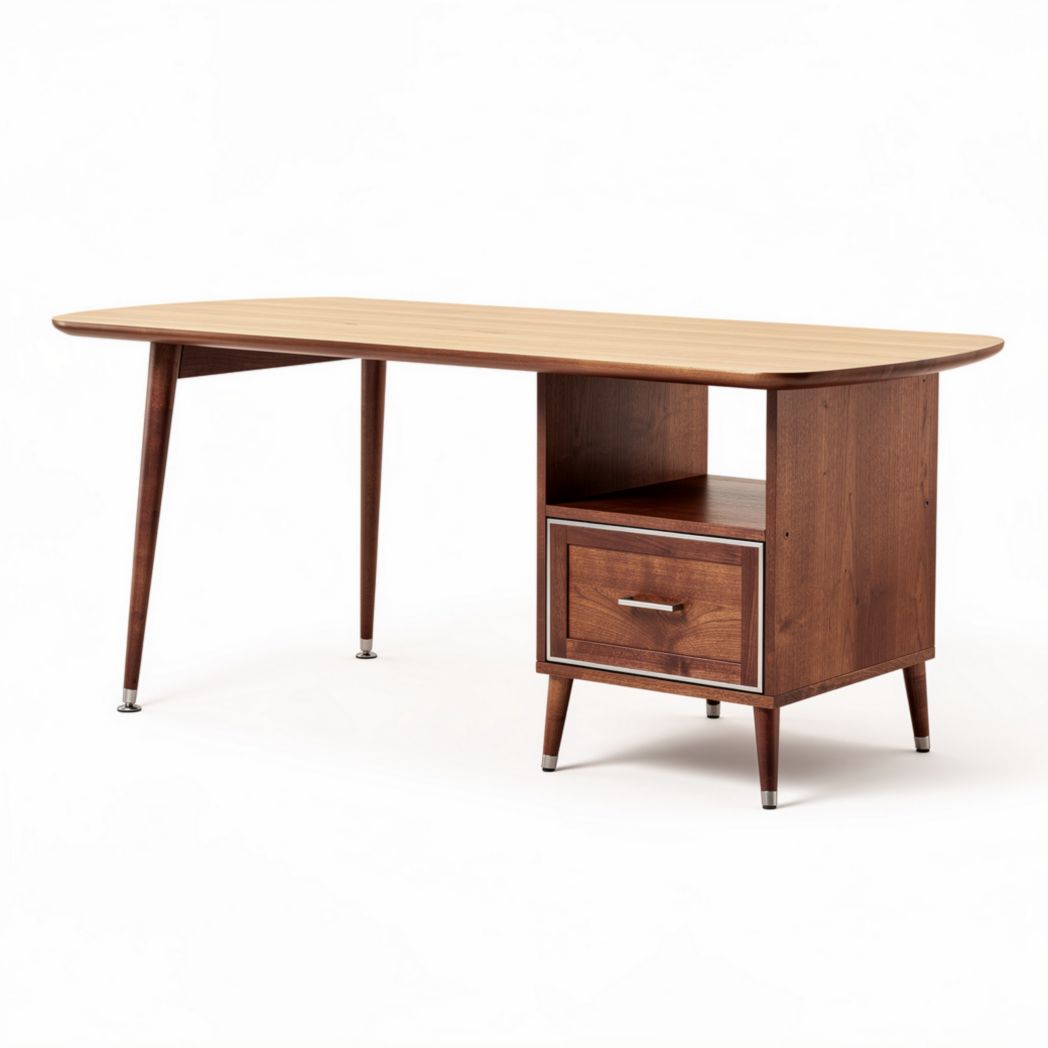 Wooden desk with storage drawer and tapered legs 150 x 75 x 75cm