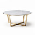 Round marble coffee table with gold metal frame 80 x 80 x 40cm